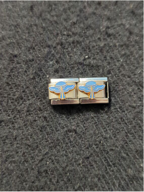 Vintage D'linQ Blue Floppy Hat 9mm Italian Charm Bracelet Charms - Set Of 2